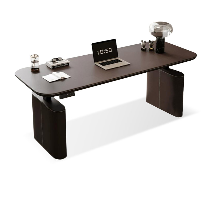 Bureau rectangulaire à hauteur réglable, Café, H 51,18 po x l 78,74 po x P 31,5 po