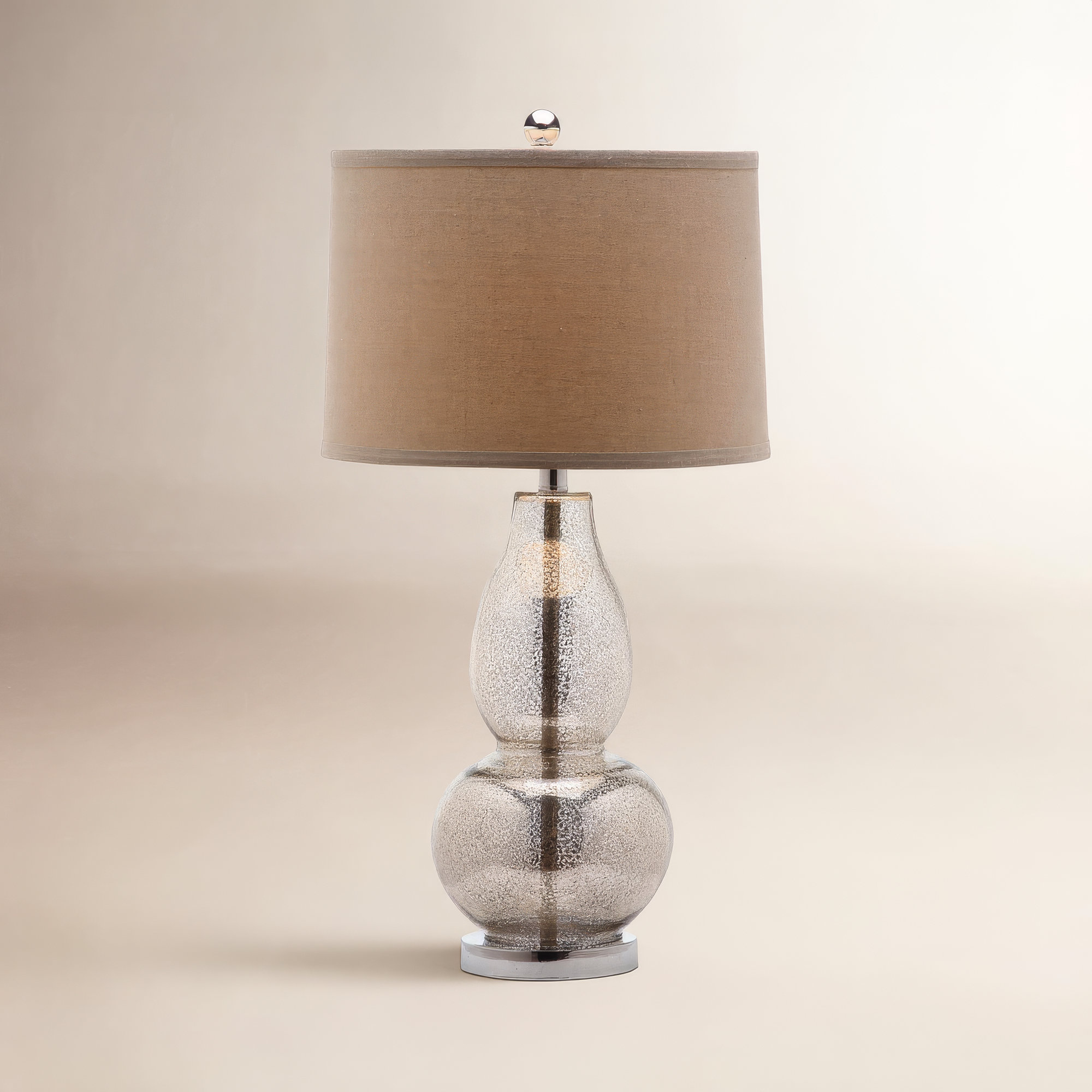 Parkston Glass Table Lamp, Antique Silver/Wheat Shade