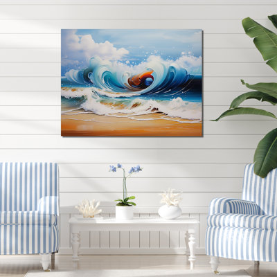 «Vibrant Beach Waves 1» - art mural vagues côtières