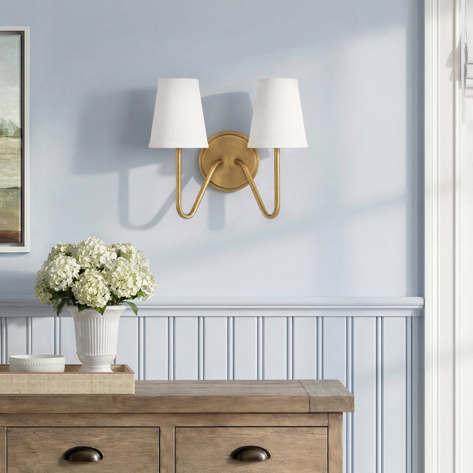 Roan 2-Light Dimmable Armed Sconce, Natural Brass