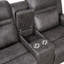Canapé inclinable à deux places Berty, console et porte-gobelets, tissu gris-135371842