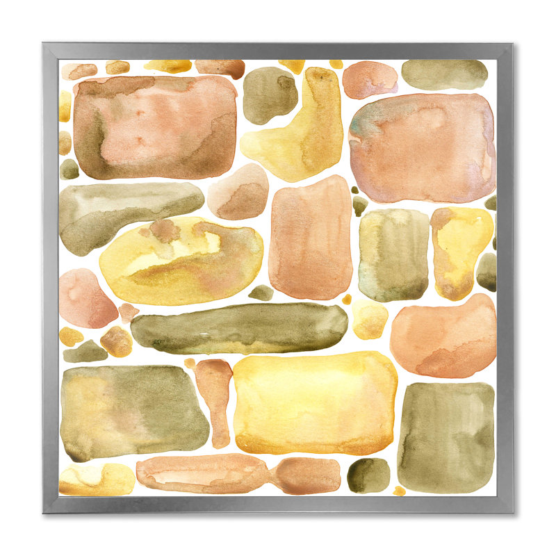 Ornement pierre pastel II - on, Impression argent sur toile encadrée, H 36 po x l 36 po x P 1,5 po
