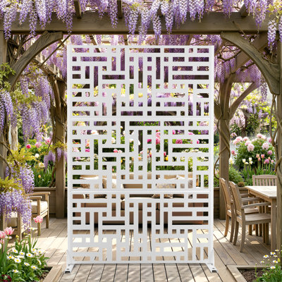 Metal Privacy Panel 4’W x 6’H – Freestanding or Wall-Mount, Outdoor Privacy Screen for Indoor & Outdoor Use