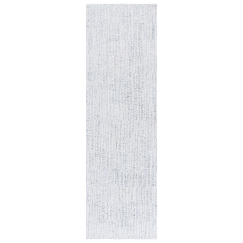 Lashe 901 Hand Tufted Cotton/Polyester Abstract Indoor Use Only Rug in Navy/Ivory, Runner 2'3" x 8'
