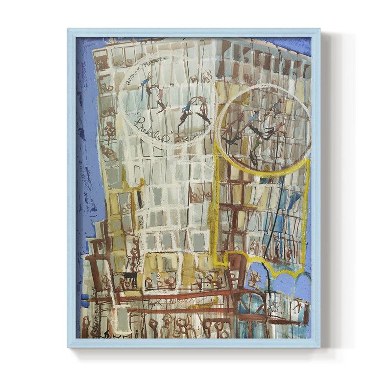 Bandaloo I Framed Print - Solid Wood, Blue, 10" H x 8" W