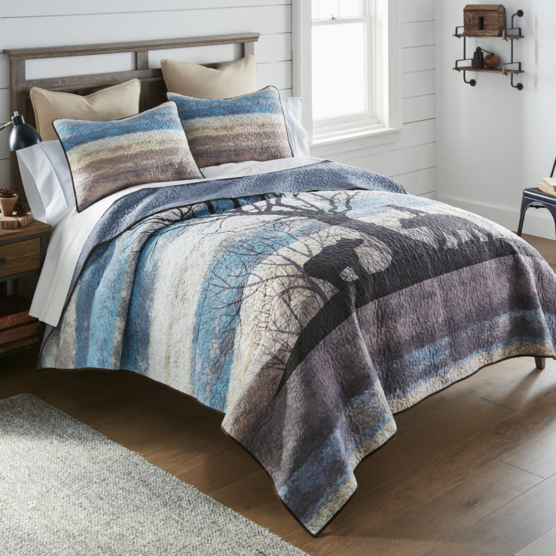 Donna Sharp Bear Hill 3PC Rustic Lodge King Quilt Set, King Quilt + 2 King Shams