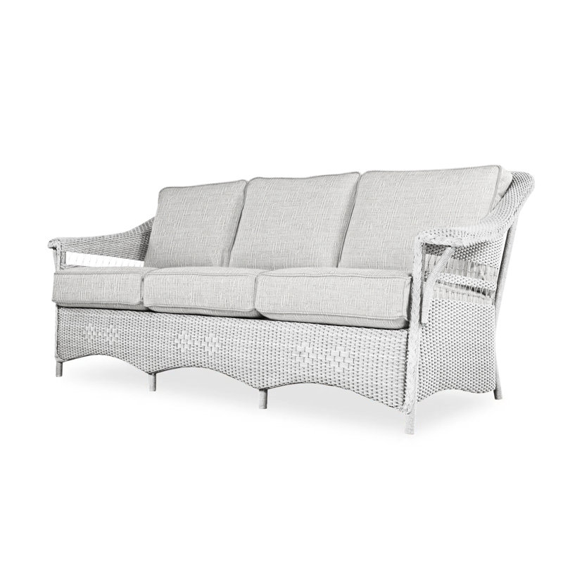 Nantucket Outdoor 3 - Seat Patio Sofa, Bamboo Bay Meadow, White