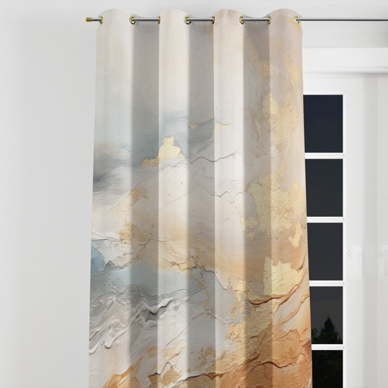 Ayluardo - Nautical Velvet Grommet Curtain - Room Darkening - 1 panel, 52" W x 120" L, Golden Grommets