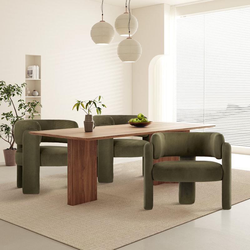 Modern Upholstered Barrel Armchair, Green