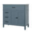 Meuble-lavabo de 36 pouces, bleu, structure en bois massif, planches, lavabo encastré en céramique, armoire avec portes, tiroirs pour rangement d'articles, cercle de débordement en métal, instructions d'assemblage