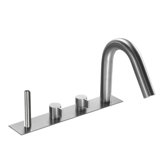 Acquaco Linki Insert Deck Mount Four-Hole Two Handle Bathtub Faucet with Hand Shower with 8'' Spout Reach