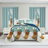 Queen Size 9-Piece Teal & Gold Floral Vase Bedding & Curtain Set (Queen) - Quilted Microfiber Bedspread + Sheer Drapes-117124967