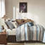 Édredon bleu très grand - 7 pièces avec, comprend 1 jupe de lit et 2 coussins décoratifs à motif géométrique et 100%-120945204-120945206