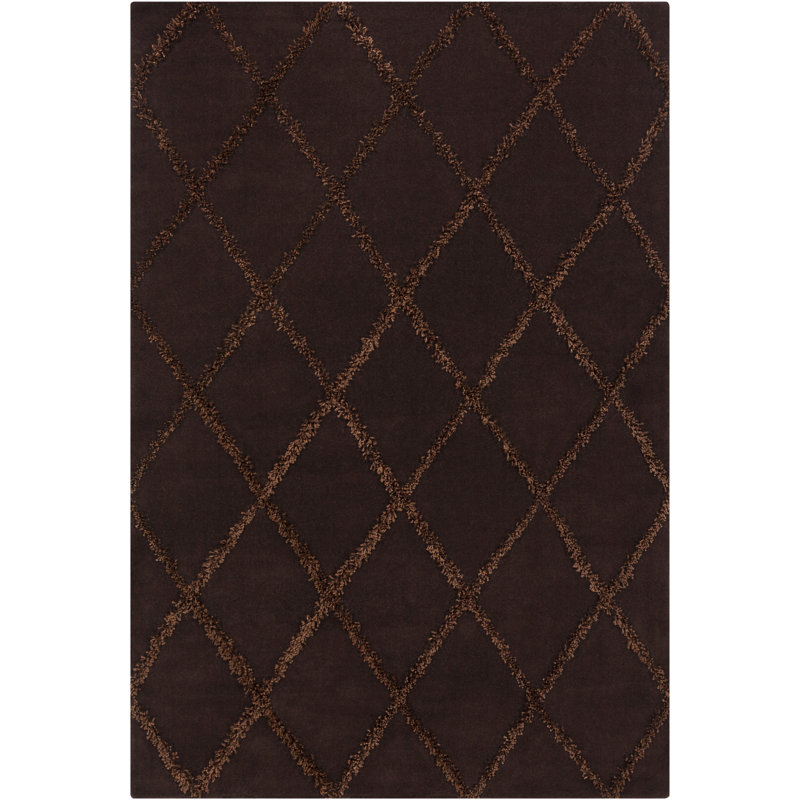 Tapis à poil long en laine touffeté à la main à motif de losanges géométriques Preston Authentic, 7 pi x 10 po