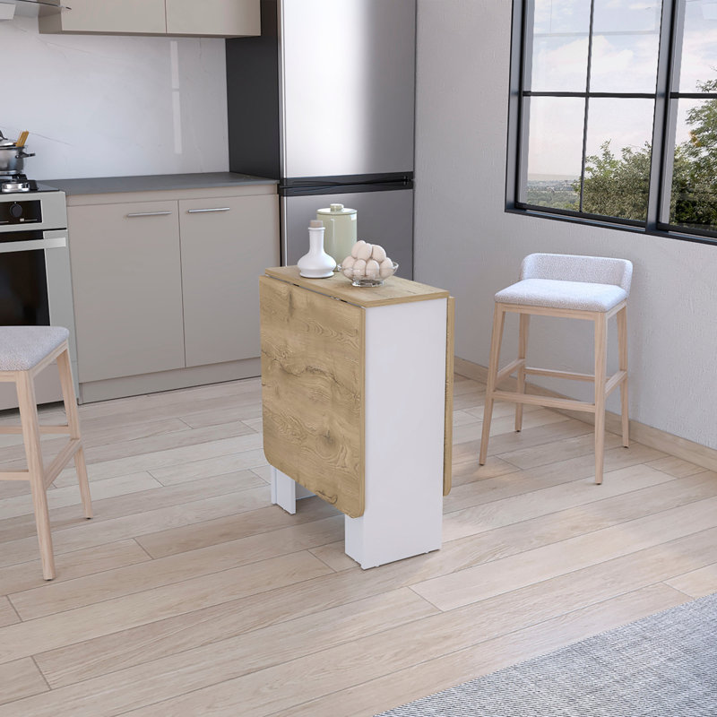 Table pliante avec design extensible en 3 formes, blanc / macadamia, Naturel / Blanc