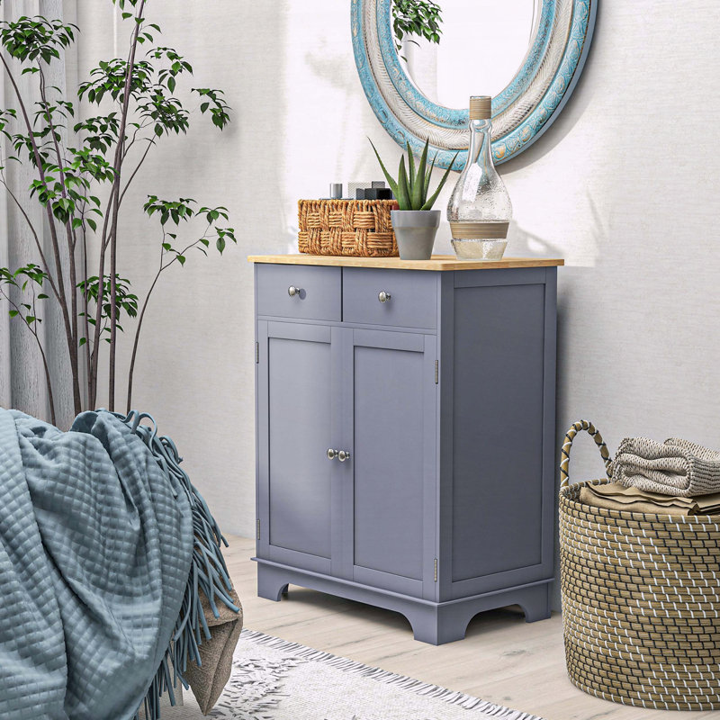 Armoire de cuisine à double porte avec tiroirs, Gris