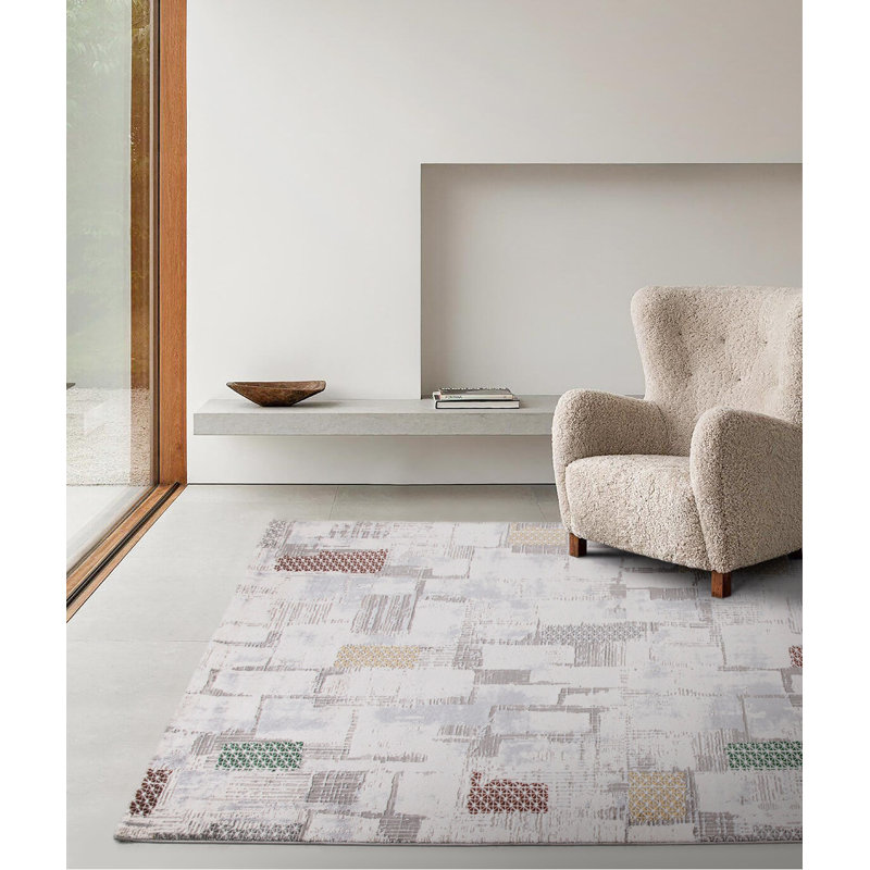 Stefaun Tencel Geometric Indoor Rug, Rectangle 2'8" x 5'