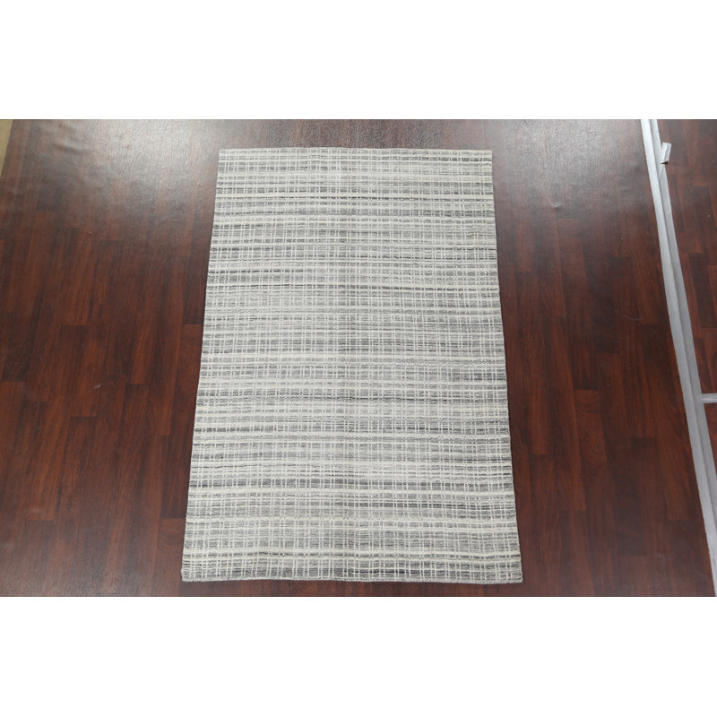 Tapis à carreaux en laine Gabbeh noué à la main 5 x 8