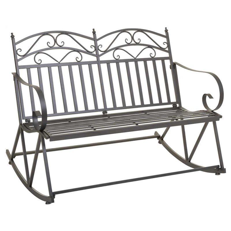 Ariauna Iron Outdoor Bench, Brown