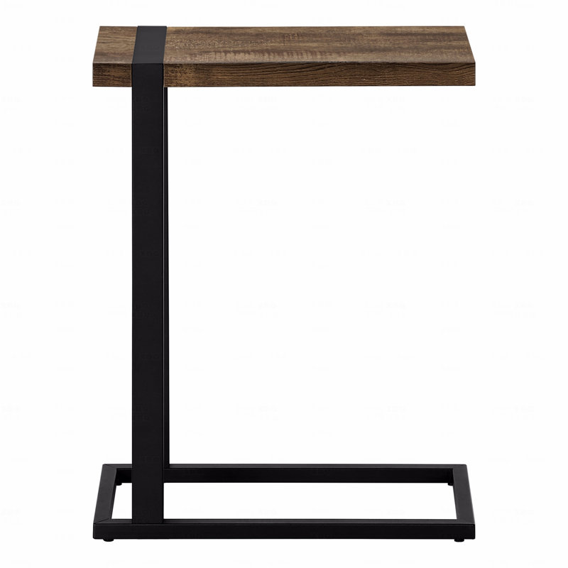 Table d'appoint, en forme de C, bout, côté, stratifié brun Snack, contemporain, moderne, Brun