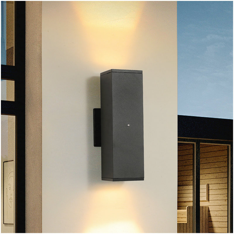 Outdoor Wall Light Fixture,Exterior Lighting Fixtures,Dusk to Dawn Modern Sconce Lights for Porch Patio Garage Front Door (Black,Square,with Sensor,2PK)