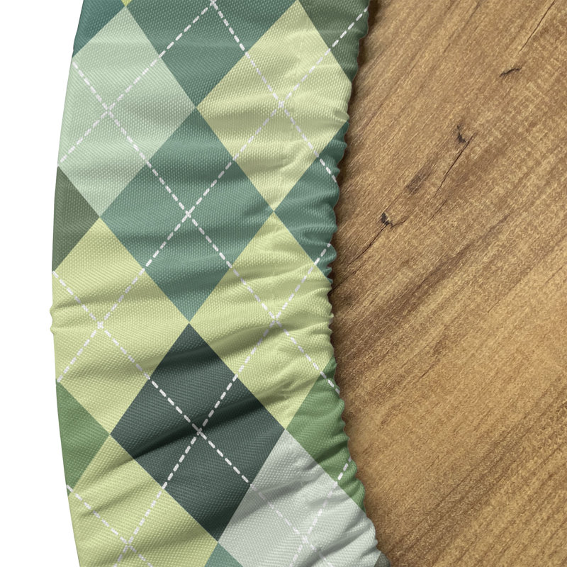 Ambesonne Plaid Fitted Round Tablecloth Multicolor, 67.77" Round