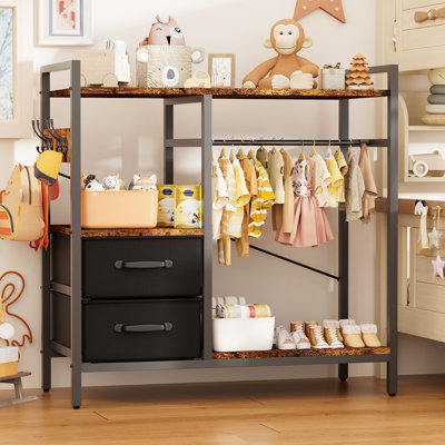 Grand organisateur de garde-robe pour enfants 32 pouces, placard de rangement ouvert, étagère de rangement pour vêtements pour tout-petits pour jouets, livres, chaussures