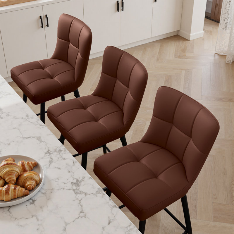 Swivel Upholstered Counter Stool, Dark Brown