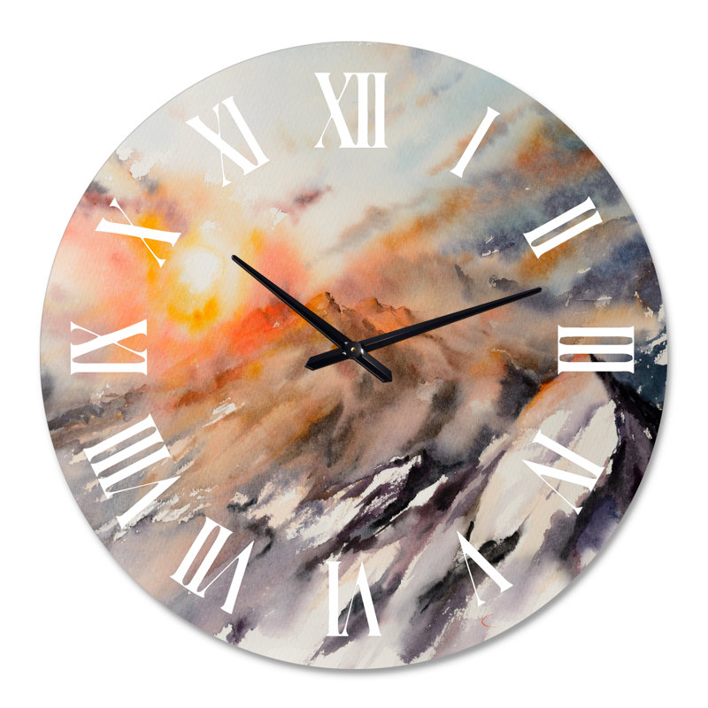 Majestic Sunset In The Mountains Landscape - Horloge murale traditionnelle, Grand
