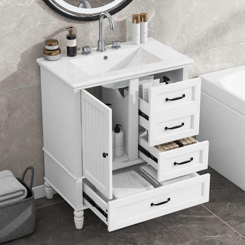 Meuble-lavabo 30 po avec lavabo et porte, 30 tiroirs