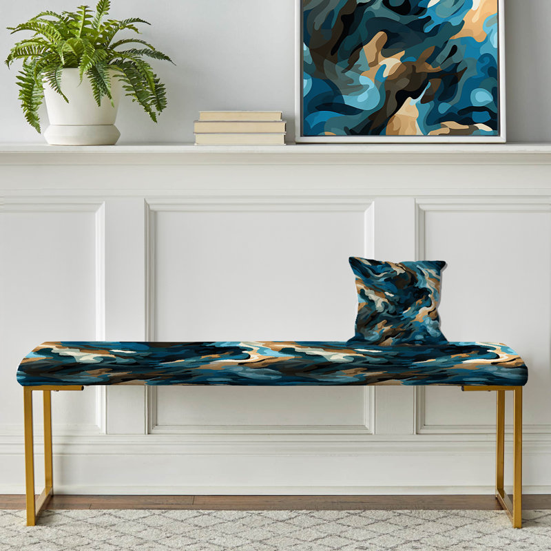 Futuriste furtif noir et bleu - Banc rembourré abstrait doré
