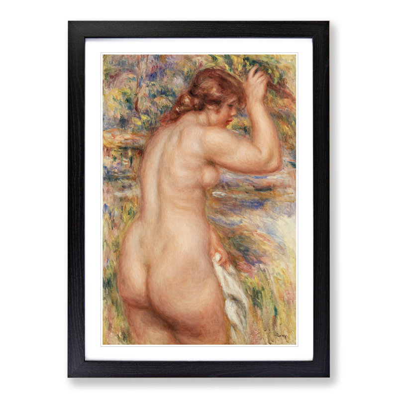 Nude Woman Vol.1 by Pierre-Auguste Renoir - Picture Frame Painting on MDF, 48cm H x 36cm W x 2cm D, Black Framed
