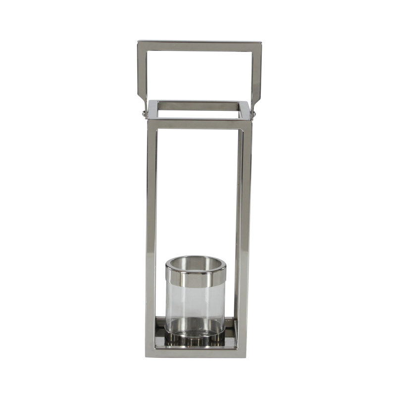 Lanterne en acier et verre, H 16 po x l 6 po x P 5 po