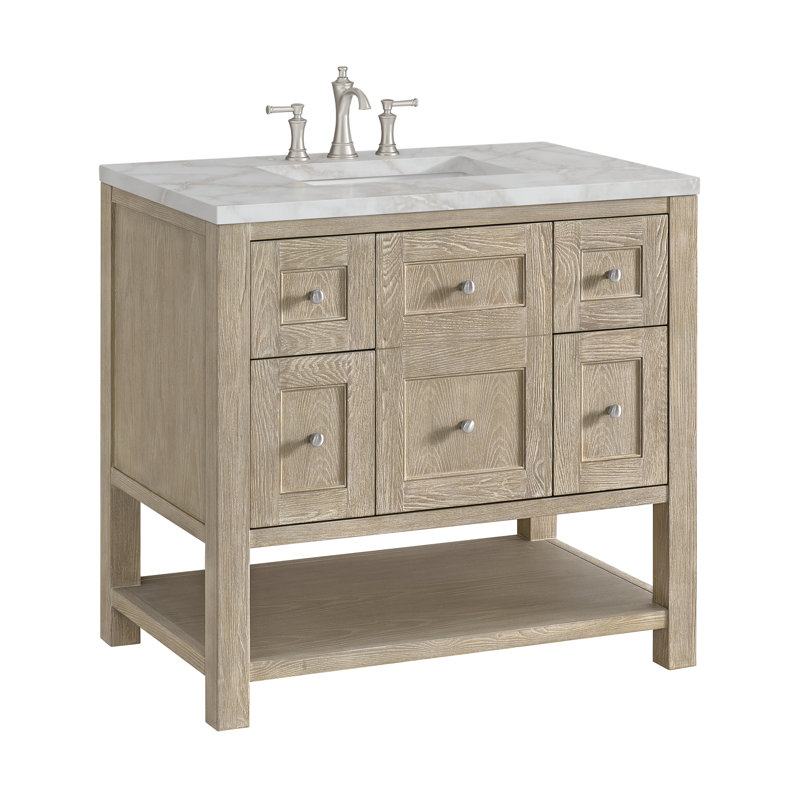 Breckenridge 36'' W Single Vanity, Victorian Silver, Whitewashed Oak, 8" Widespread