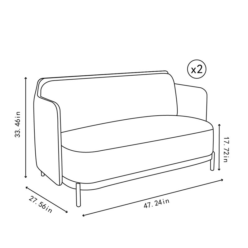 Banc de canapé double en similicuir, Beige et vert