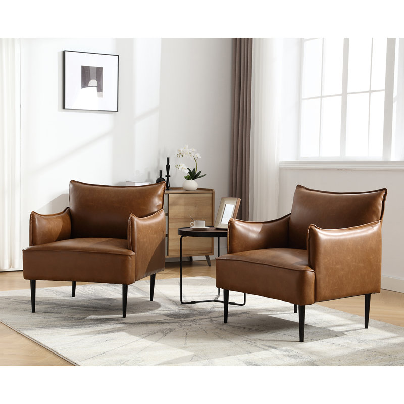 Faux Leather Side Chair, Brown Faux Leather