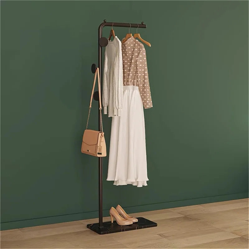 66.9 Inch Metal Coat Rack Stand With Marble Base - Sturdy L-shaped Design For Bedroom & Living Room
