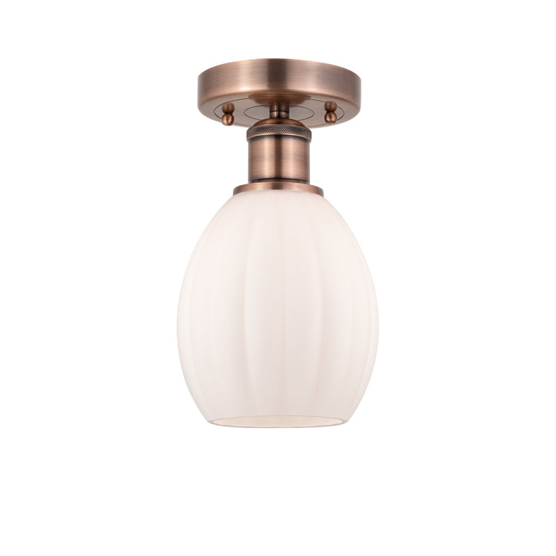 Plafonnier semi-encastré en verre Bolduc, Blanc mat, Cuivre antique, H 11 po x l 3,87 po x P 3,87 po