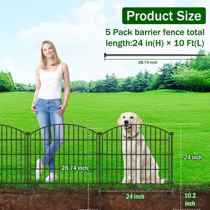 Clôture de jardin décorative No Dig 5 panneaux, 	2'4.7" H x 2' W