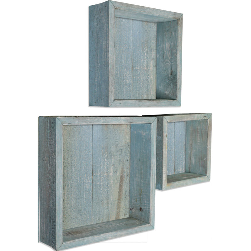 Square Cube Shelf with Adjustable Shelves, Driftwood Blue