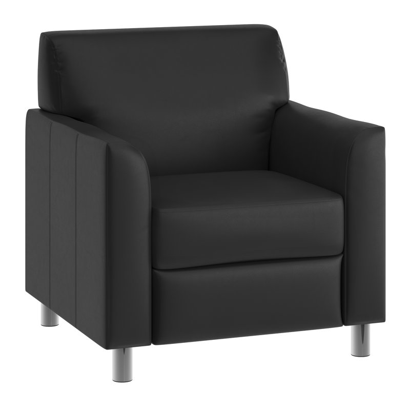 Chaise Adrey LeatherSoft avec structure aux coutures épurées, Noir, Chrome chrome