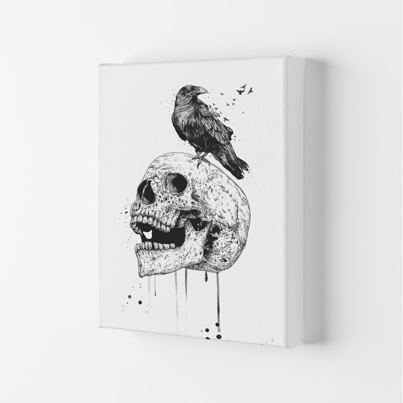 Skull & Raven by Mercedes Lopes Charro - Print, 59.4cm H x 42cm W x 4cm D, Wrapped Canvas