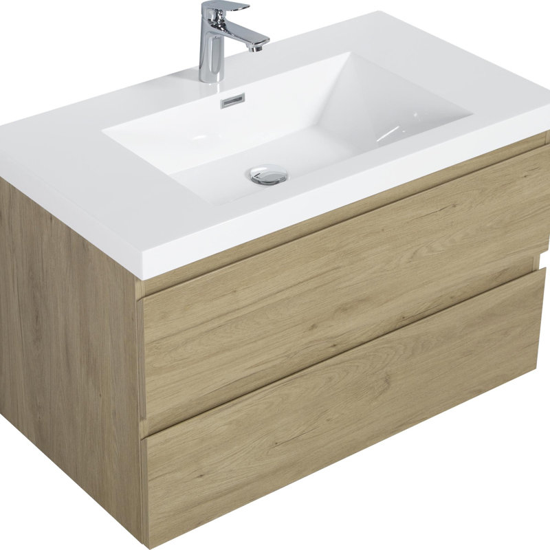 Wall Mounted Bathroom Vanity, Oak