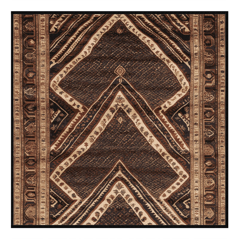 Tapis persan noir lavable à la machine, Carré 5 pi