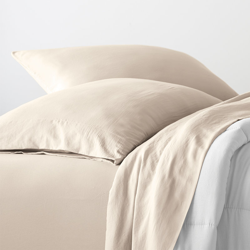 Taie d'oreiller 100% coton percale 300 fils Collection Home, Standard, Sable