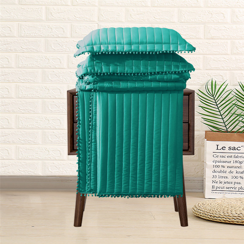 Willmot Microfibre Bedspread Set, Teal, 270 x 250 cm Bedspread - 2 Pillowcases