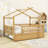 Full Size Wooden House Bed With Twin Trundle-724354574