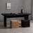 Retro Black Rectangular Solid Wood Dining Table-334356888
