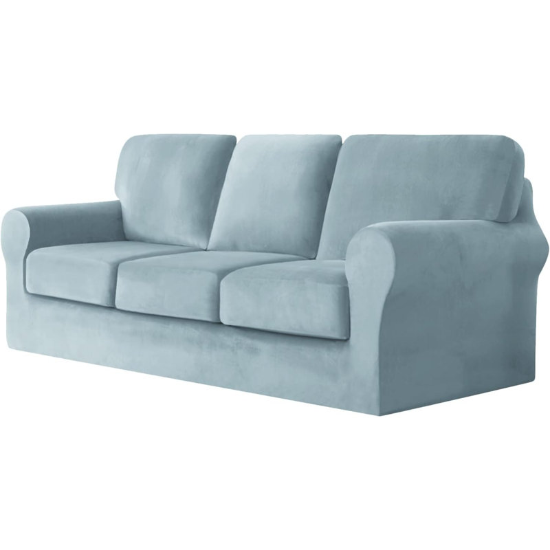 Sofa Cover With Separate Seat Cushions And Backrests Stretch Velvet Sofa Slipcover Couch Covers Furniture Protector Split Combined (3-Seat Set 7 PCS)
