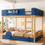 Grand lit superposé avec lit gigogne, lit superposé en bois pour enfants avec bibliothèque et garde-corps, bleu et naturel-667516532-667516539